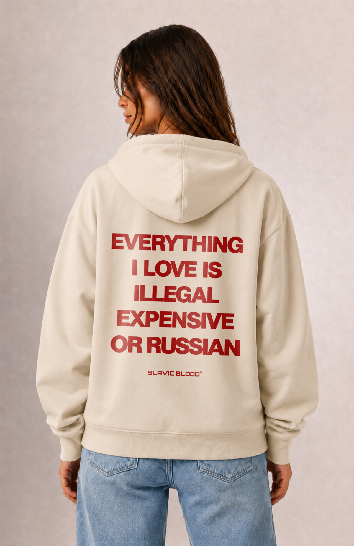 Everything i love is illegal or Russian Oversized hoodie