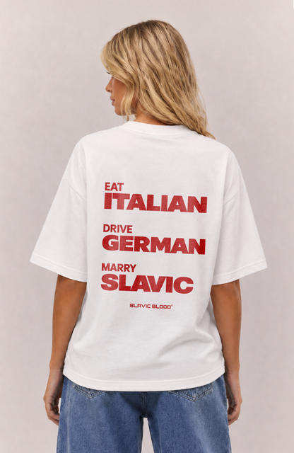 Eat drive marry slavic Oversized Shirt