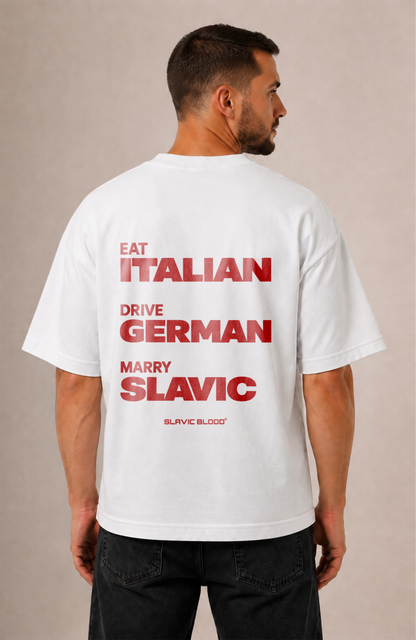 Eat drive marry slavic Oversized Shirt