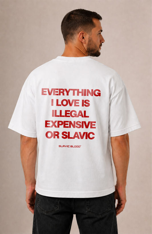 Everything i love is illegal or Slavic Oversized Shirt