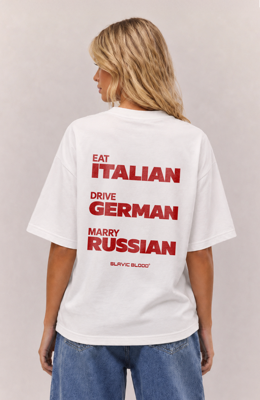 Eat drive marry Russian Oversized Shirt